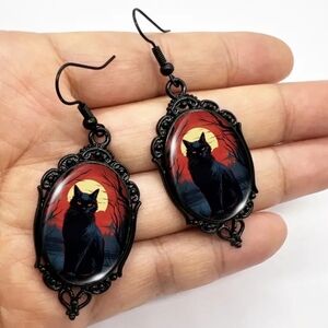 Black Cat Silhouette Earrings